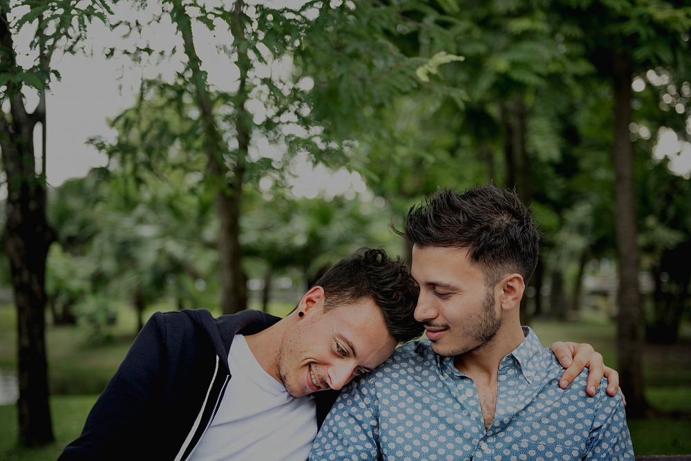 Gay Couple Love Outdoors Concept