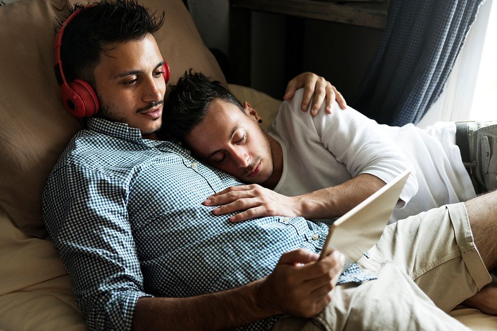 Gay Couple Love Home Concept