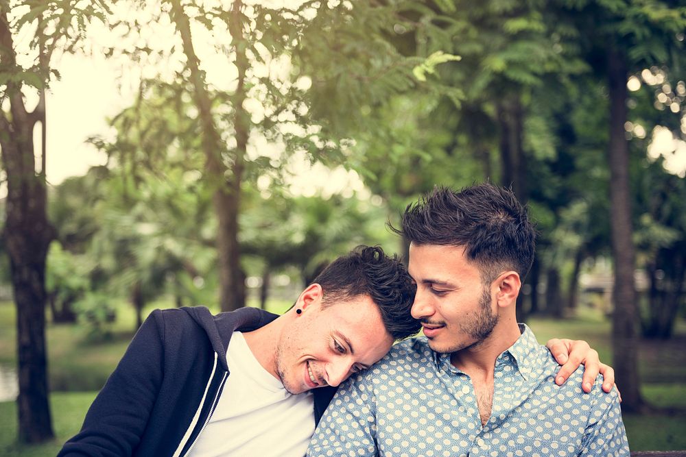Gay Couple Love Outdoors Concept
