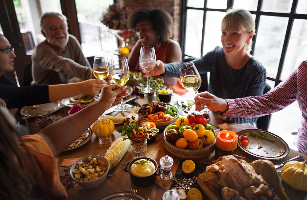 People Cheers Celebrating Thanksgiving Holiday Concept