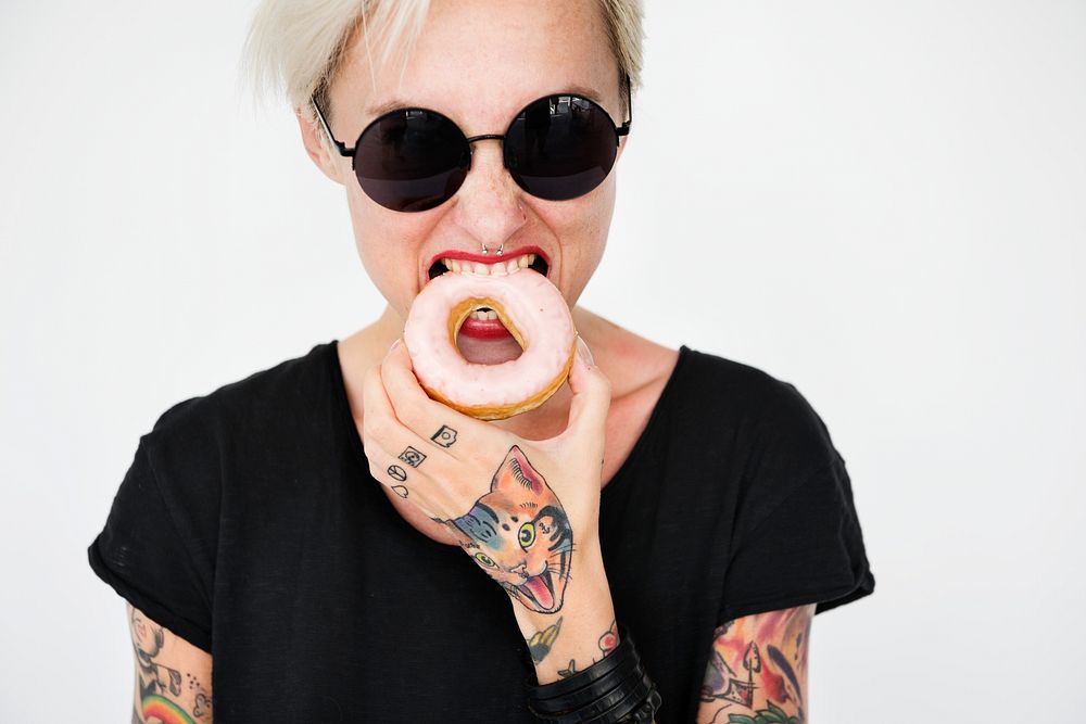 Tattoo Woman Dounut Doughnut Dessert Pastry Concept