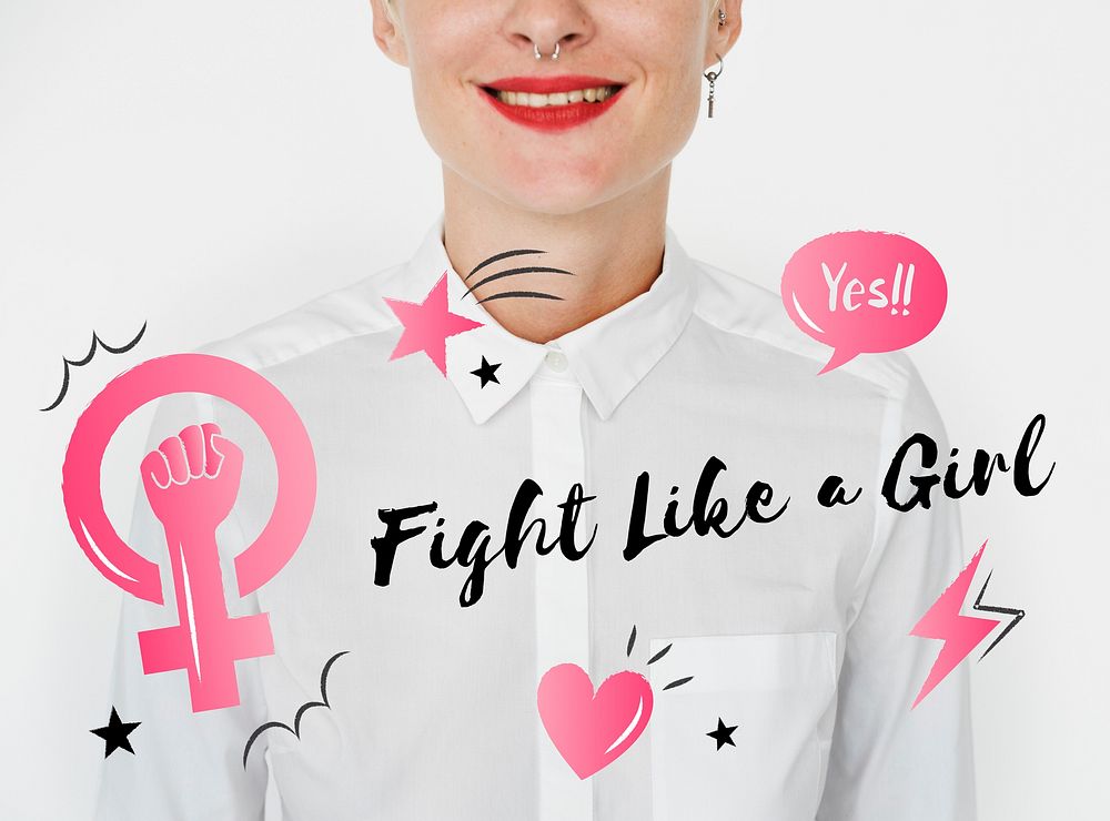 Fight like a girl pink graphic icon