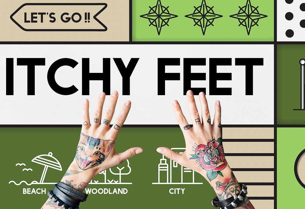 Itchy feet travel outdoors graphic