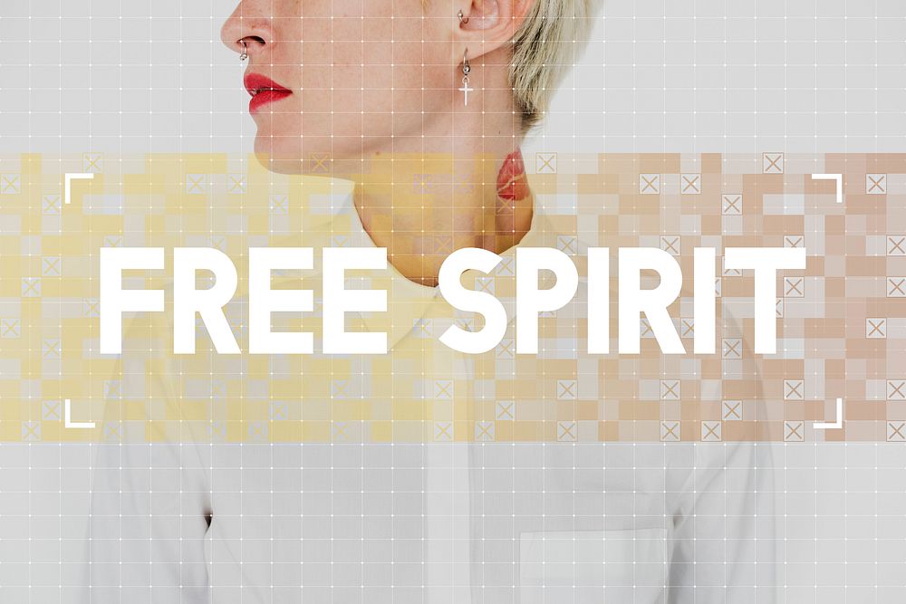 Caucasian woman with free spirit word for inspiration