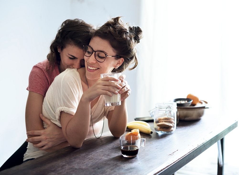 Lesbian couple spending a weekend together