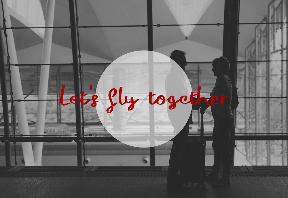 Senior Couple Travel Together Words Graphic