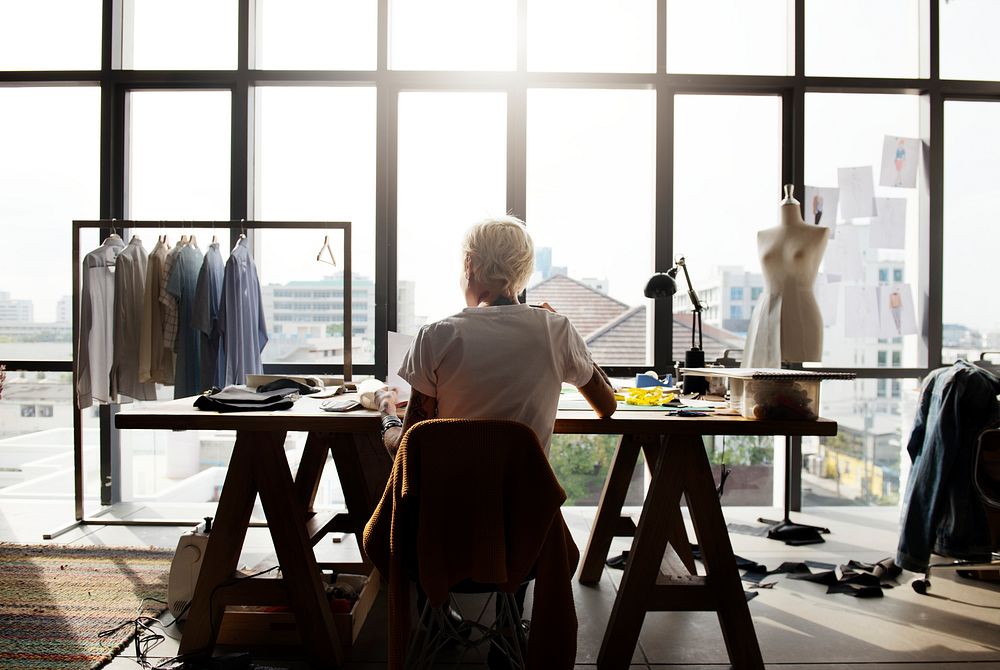 Fashion designer working in a studio
