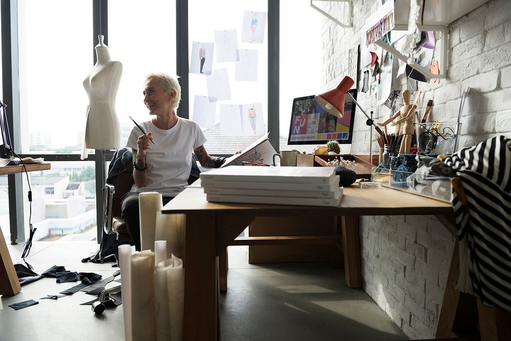 Fashion designer working in a studio