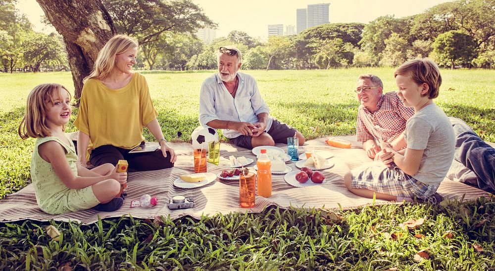 Family Picnic Outdoors Togetherness Relaxation Concept