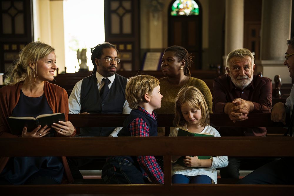 Group of religious people in a church