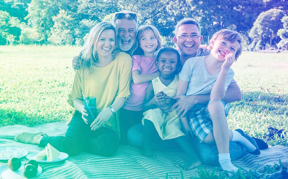 Diverse Family Picnic Outdoors Togetherness Relaxation