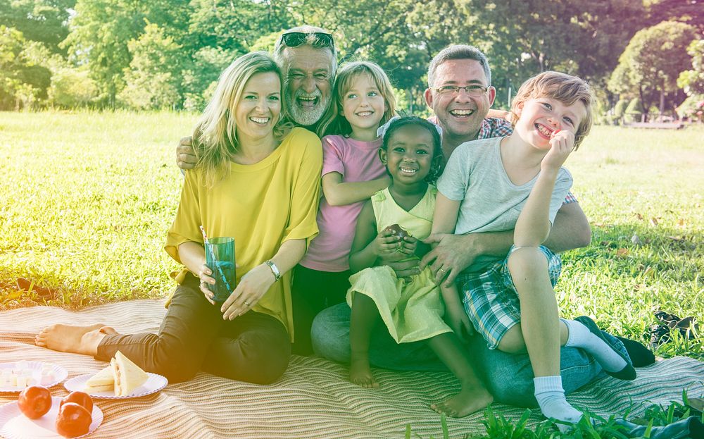 Diverse Family Picnic Outdoors Togetherness Relaxation
