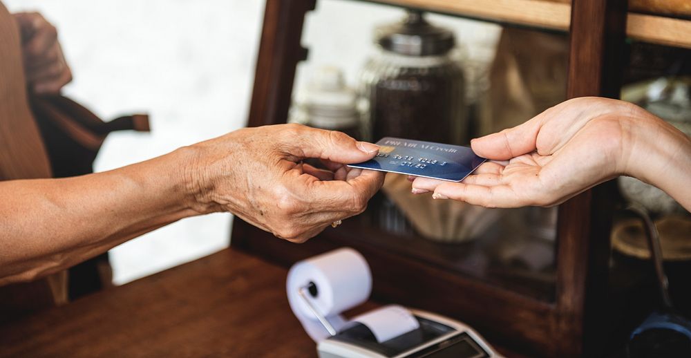 People hands credit card payment transaction