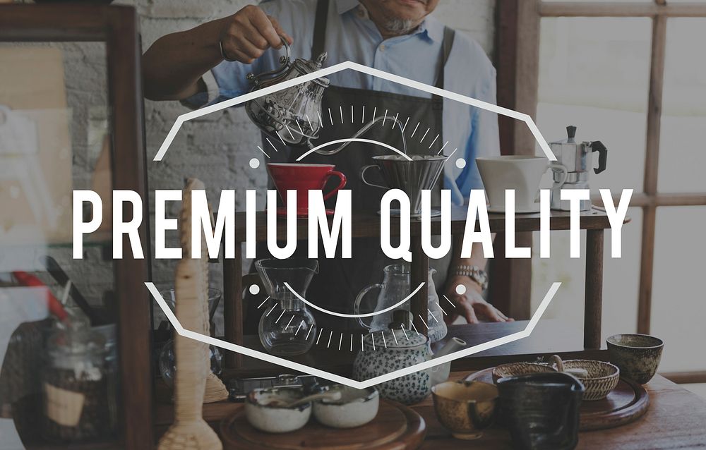 Coffee Drink Premium Quality Standard Word Stamp Banner Graphic