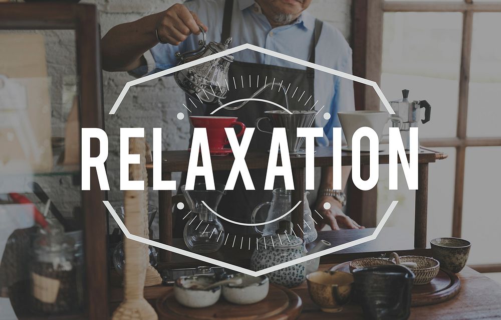 Coffee Beverage Relaxation Word Stamp Banner Graphic