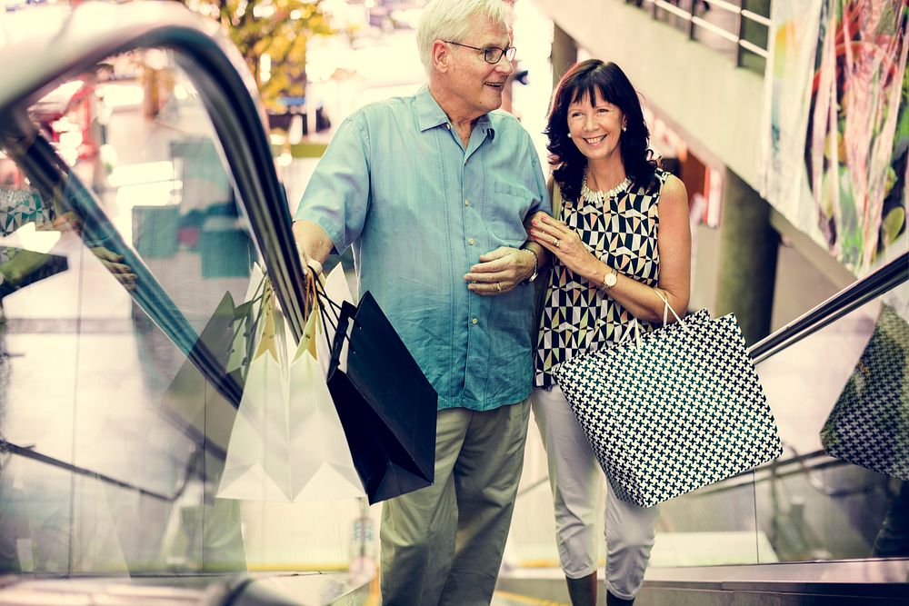 Mature couple enjoying shopping around