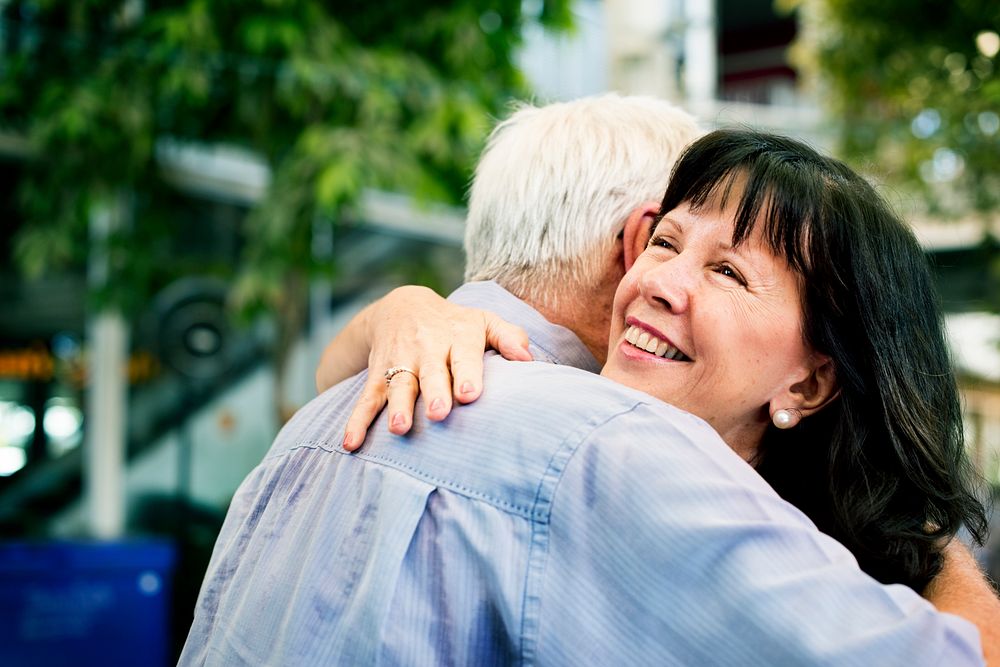 Senior couple having a sweet embrace