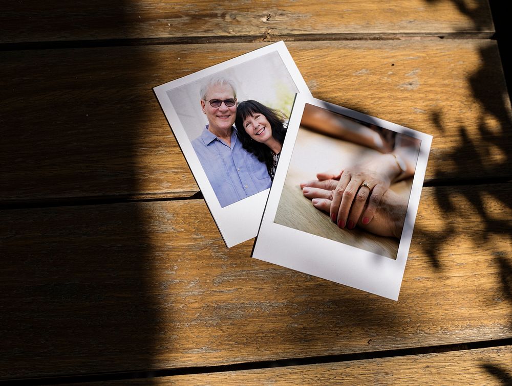 Instant image prints of old people moments