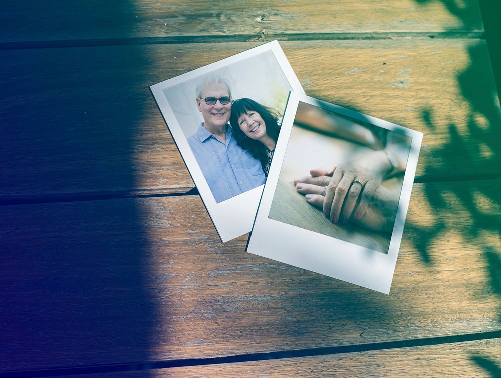 Photo Gradient Style with Instant image prints of old people moments