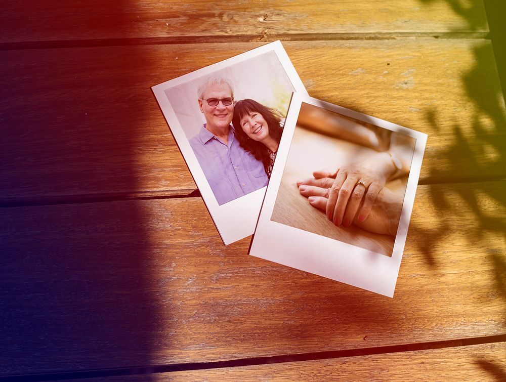 Photo Gradient Style with Instant image prints of old people moments