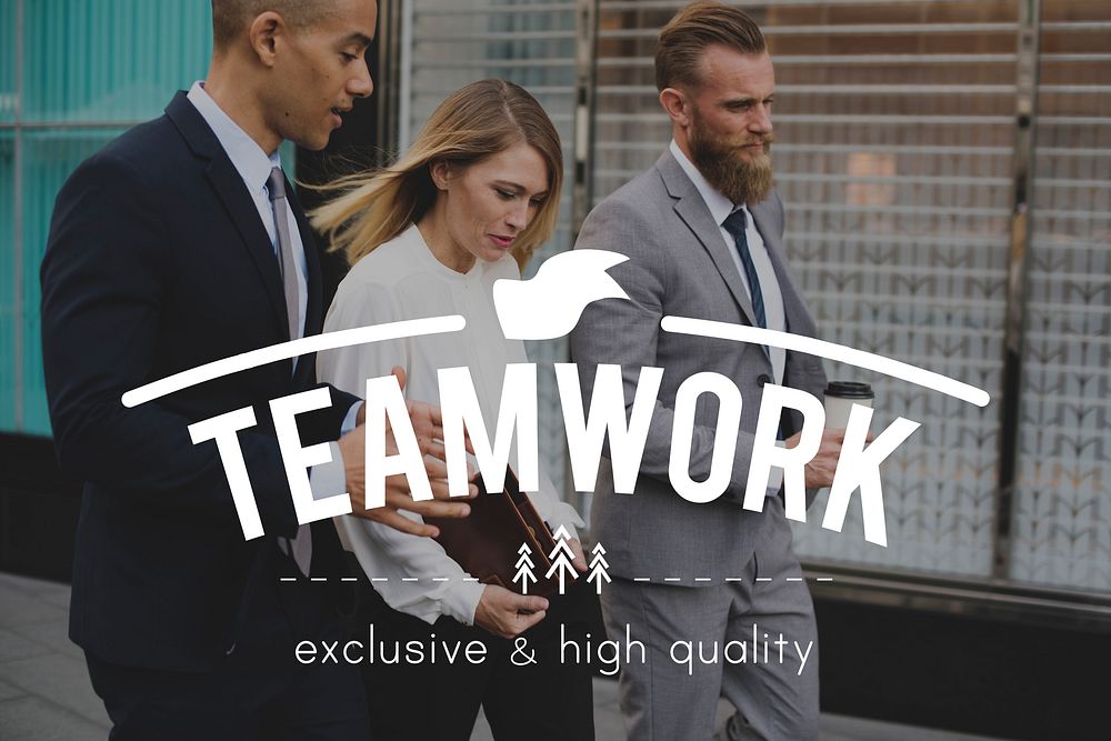 Teamwork overlay on business people