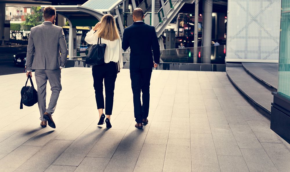 Businesspeople Men Women Walk Colleague