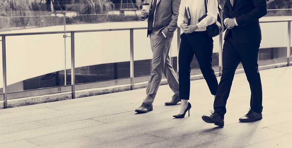 Businesspeople Men Women Walk Colleague