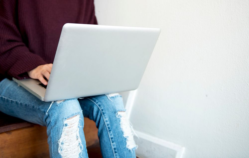 Woman Working Using Laptop Techie