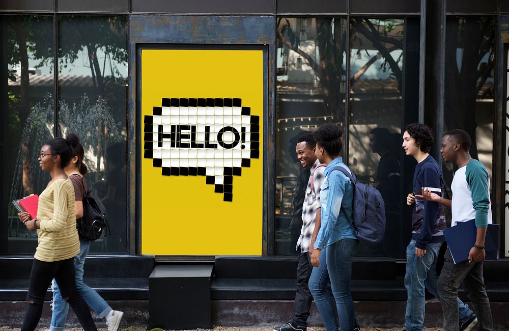 Hello Speech Bubble Pixelated Word Concept