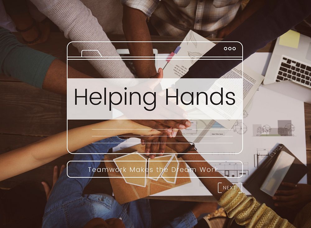 Helping Hands Volunteer Support Message Box Window Graphic