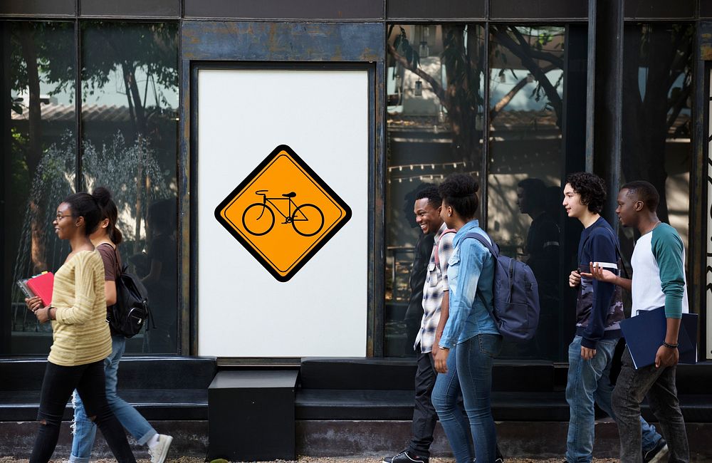 Showing Bike Sign Caution Sign