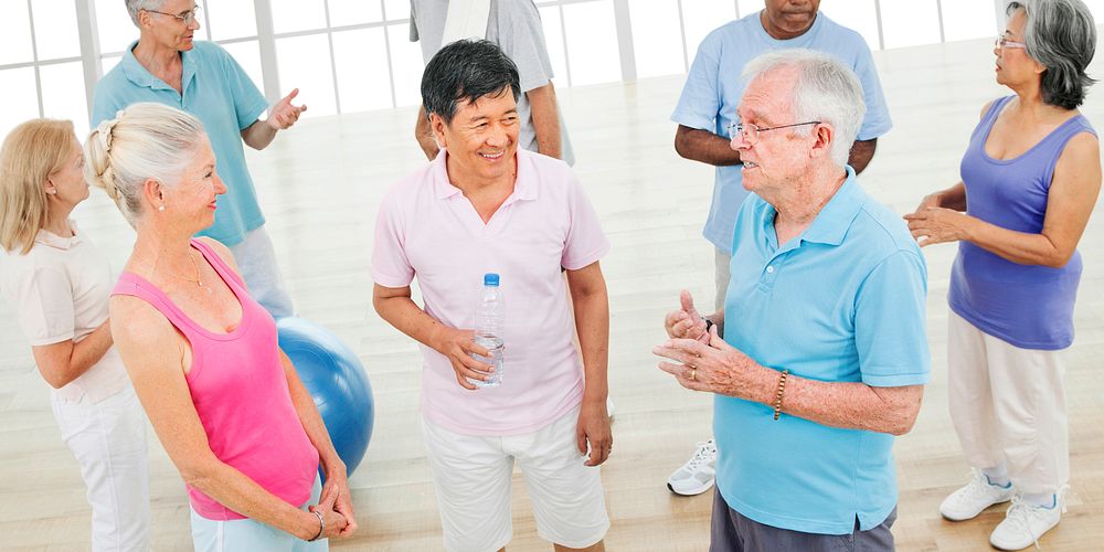 Healthy senior people at the gym