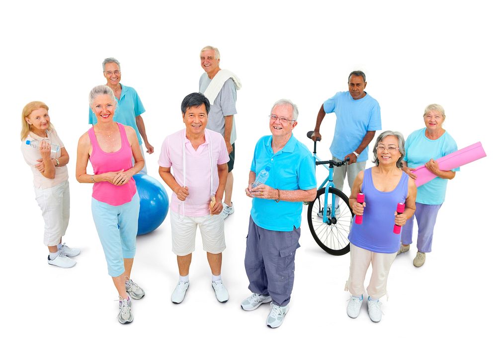 Healthy senior people at the gym