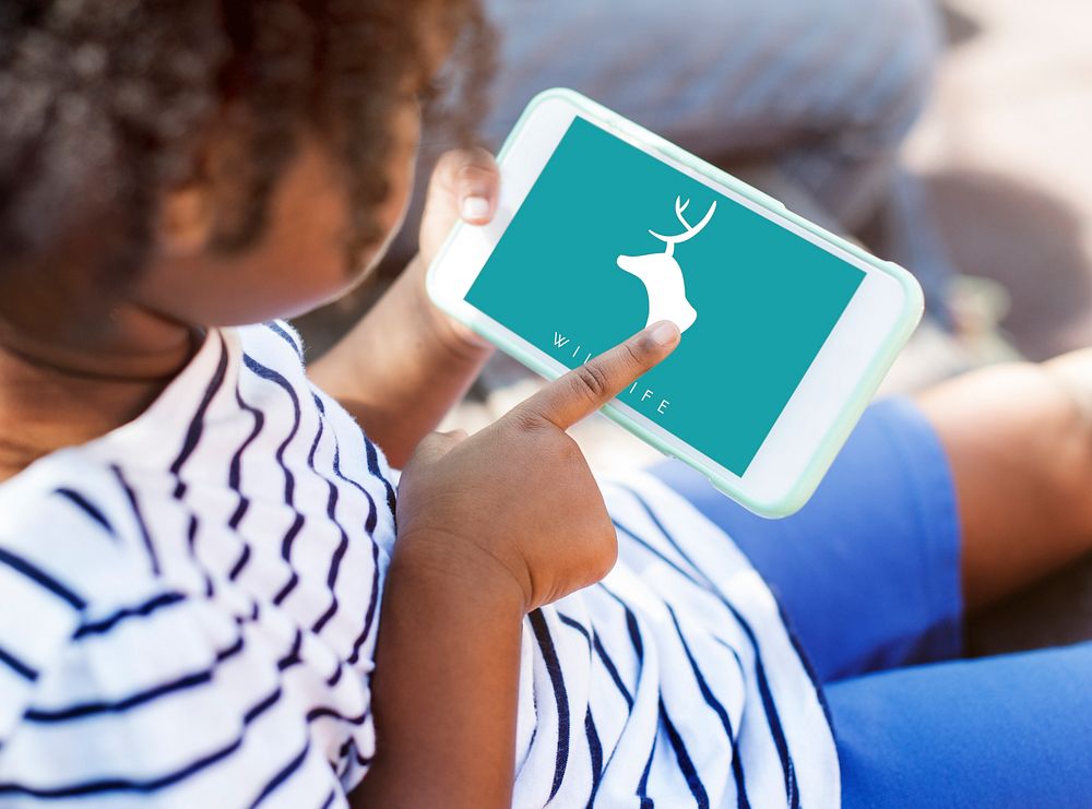 hands, deer, phone, illustration