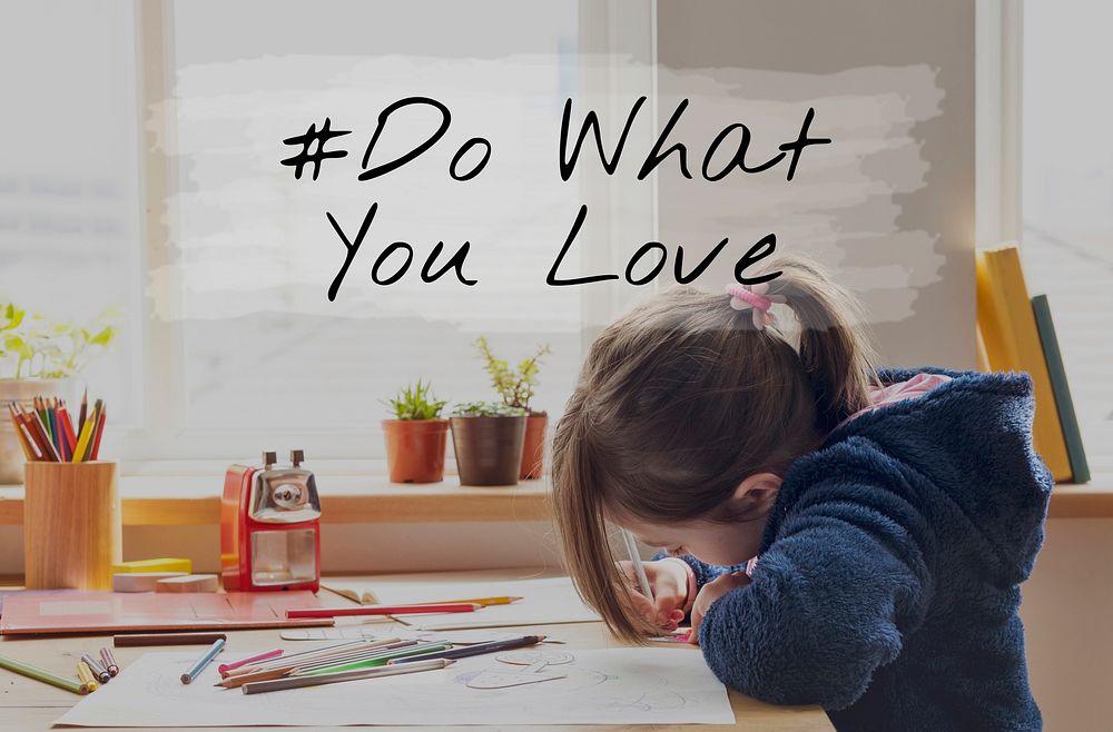 Do What You Love Word with Kid Background