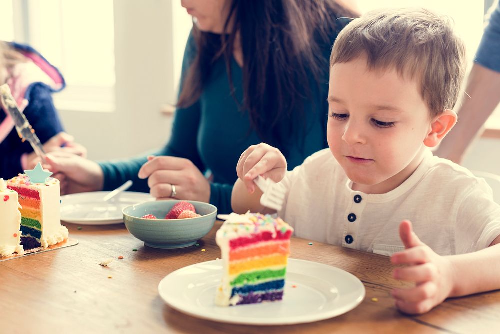 Eating Rainbow Cake Birthday Delicious