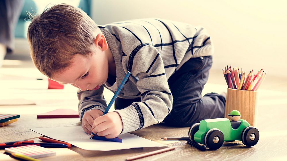 Little Kid Drawing Sketching Cute Adorable