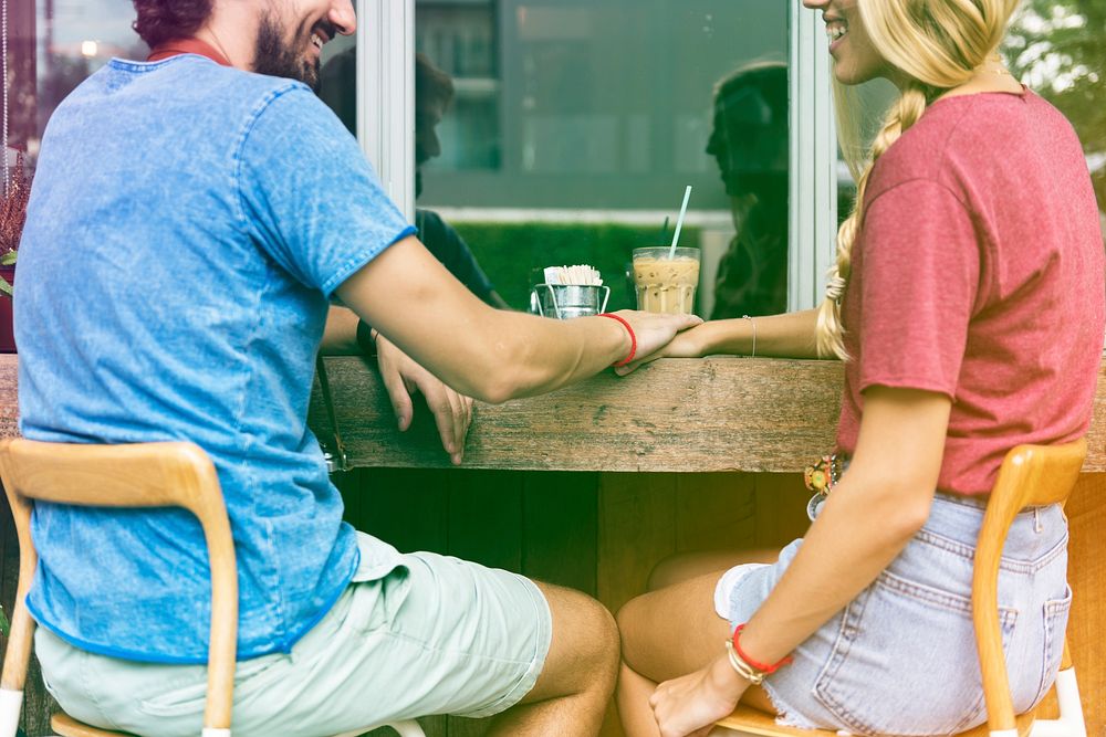Photo Gradient Style with Couple sweet date coffee shop