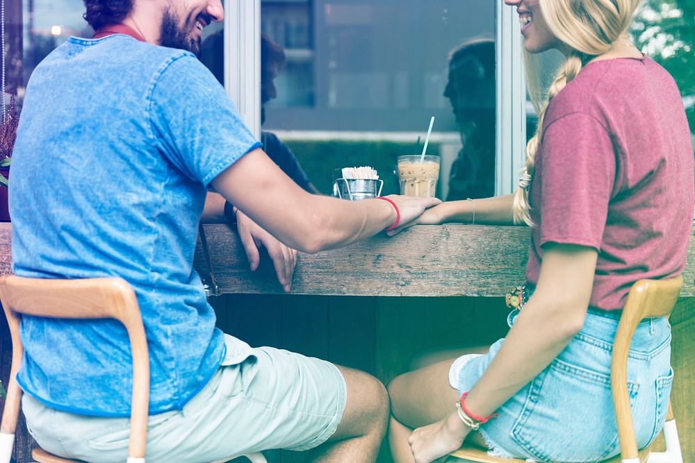 Photo Gradient Style with Couple sweet date coffee shop
