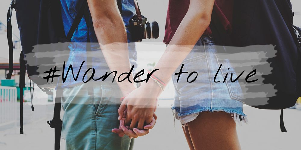 Couple Wander Travel Together Word