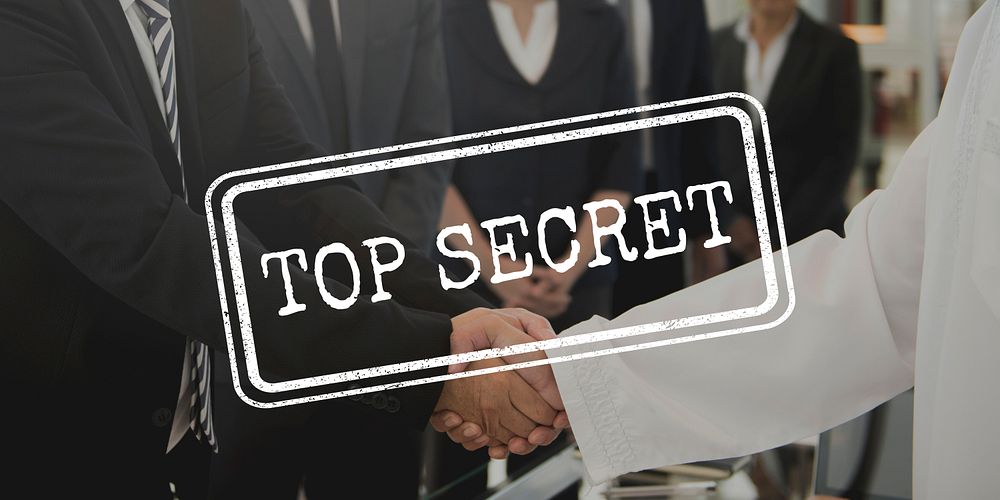 Business partner handshake support together top secret stamp