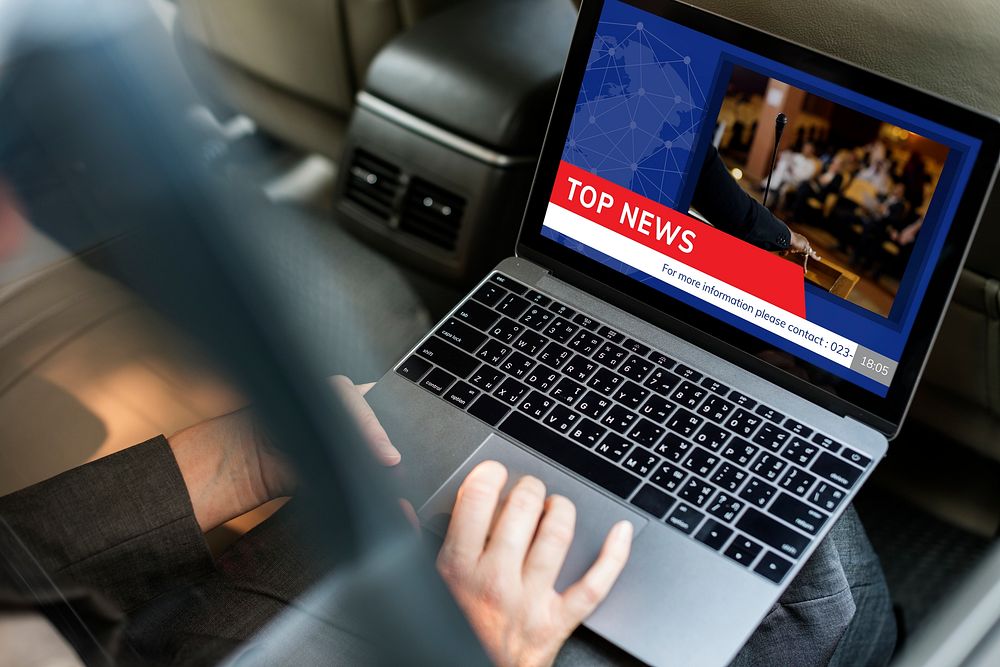 Graphic of global hot news in special report on laptop