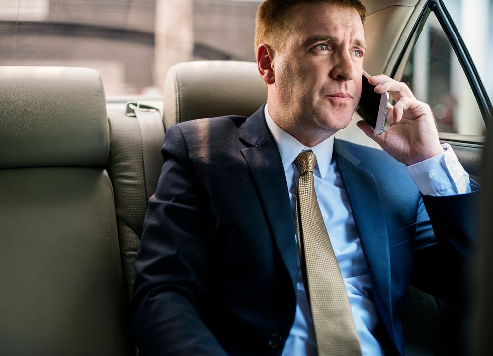 Businessman talking with someone on the phone