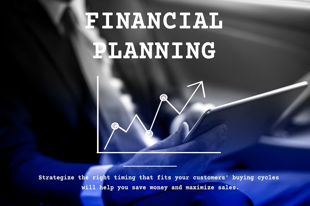 Financial planning with upward line graph