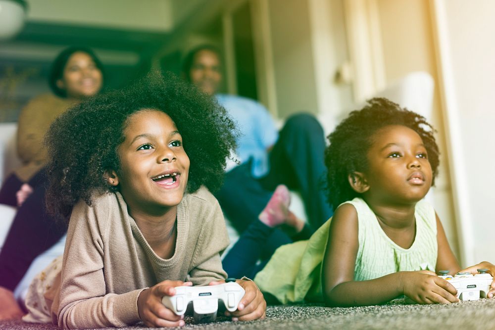 African family spending time to play game together