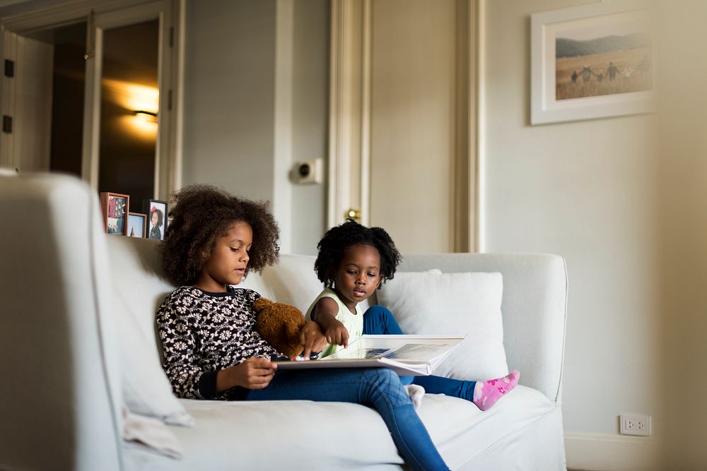 African children on the living room