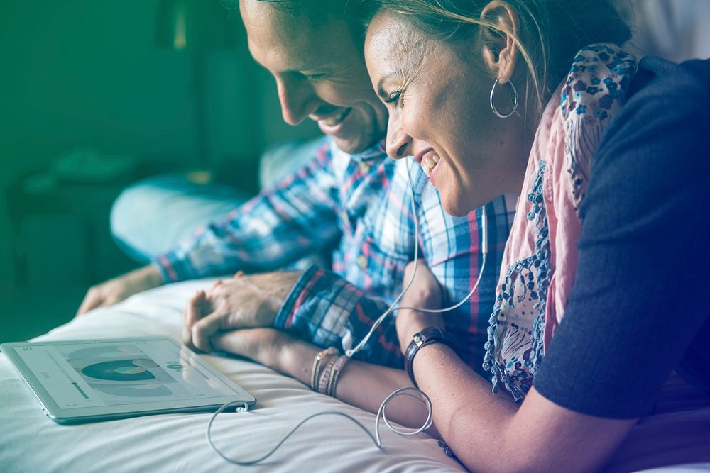 Couple Listen Music Tablet Together