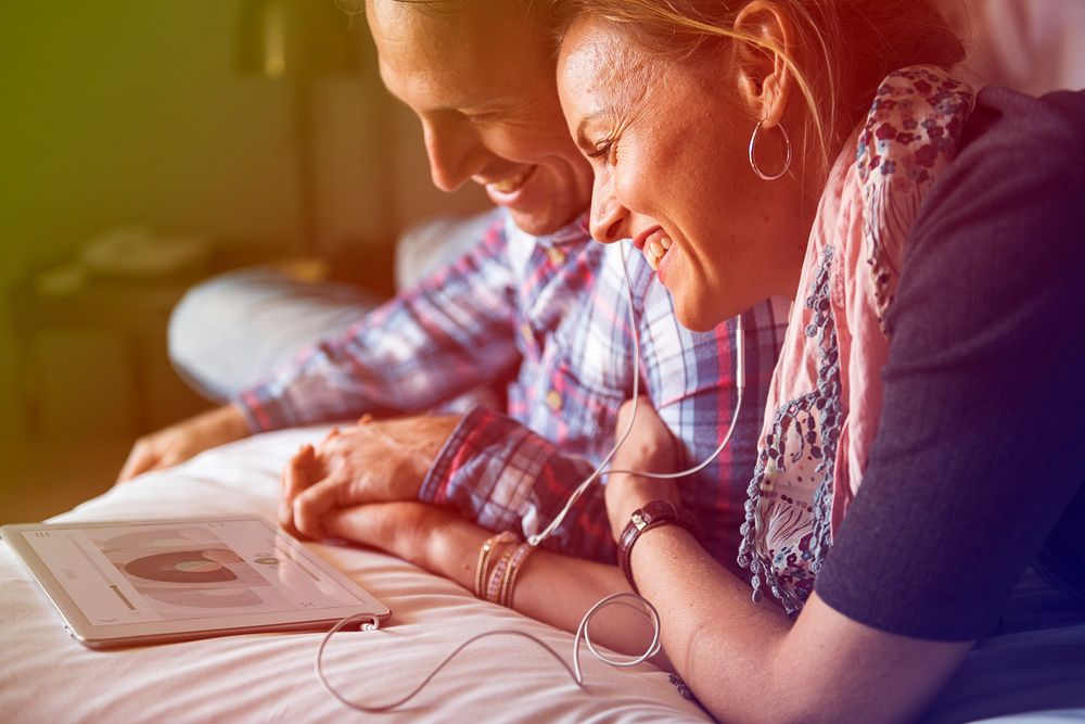 Couple Listen Music Tablet Together