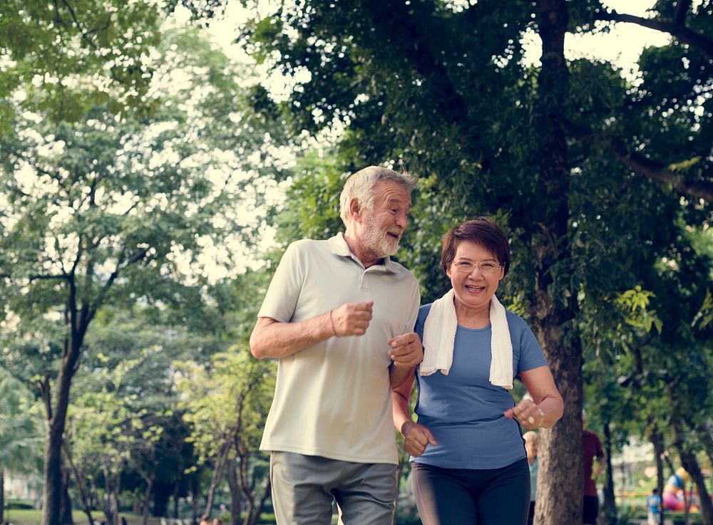 Senior Adult Couple Exercise Fitness Strength
