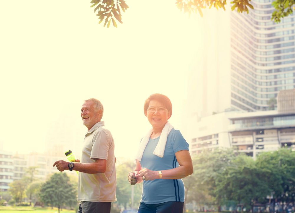 Senior Adult Couple Exercise Fitness Strength